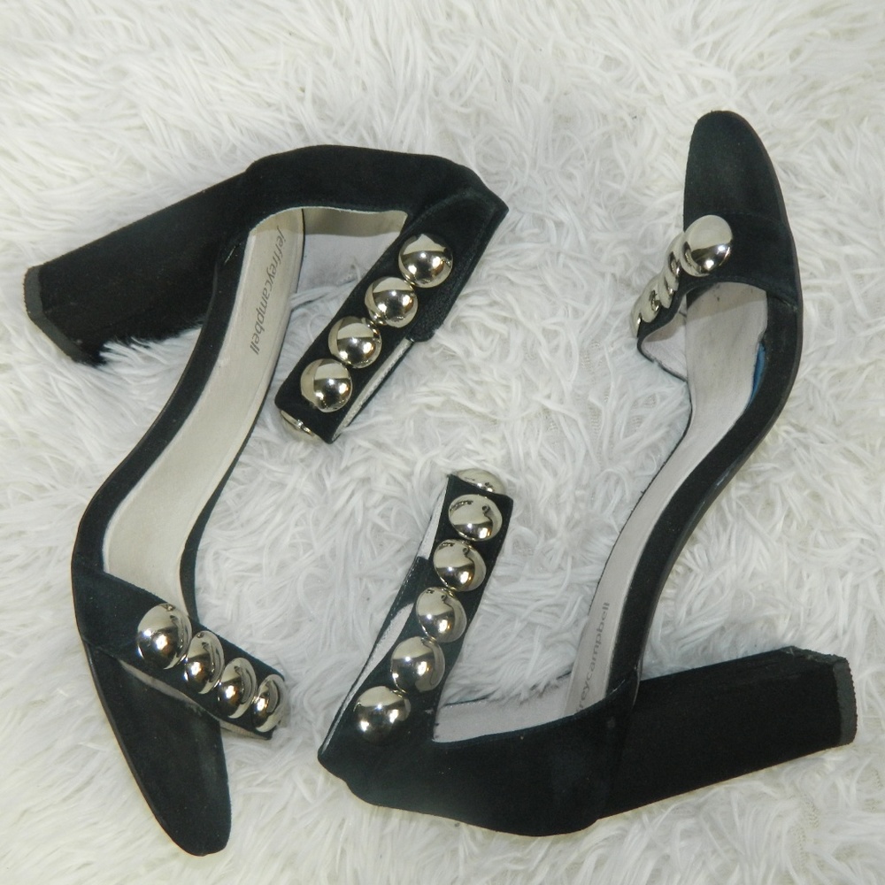 Jeffrey Campbell Black Suede Studded Heels 9.5 - Picture 6 of 8
